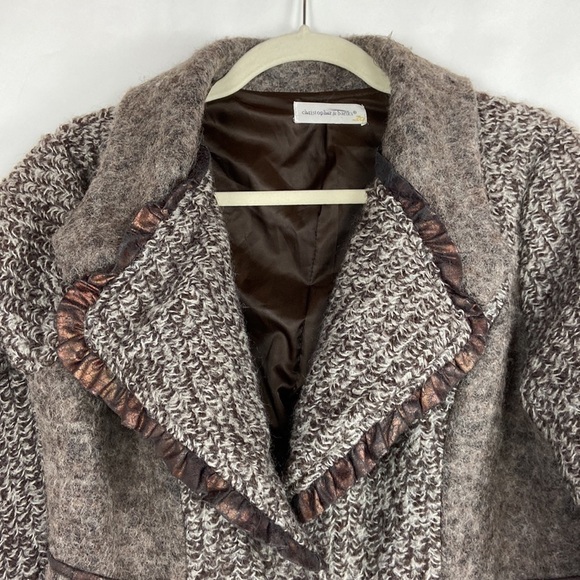 Christopher Banks copper brown wool blend snap closure pea coat trench coat - Picture 3 of 16